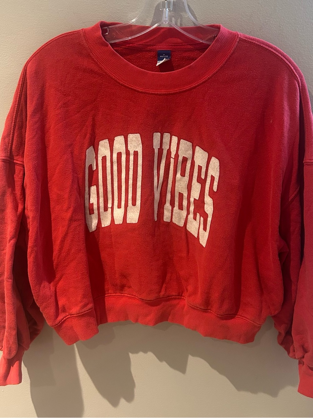 Old Navy Red 'Good Vibes' Crewneck Sweatshirt